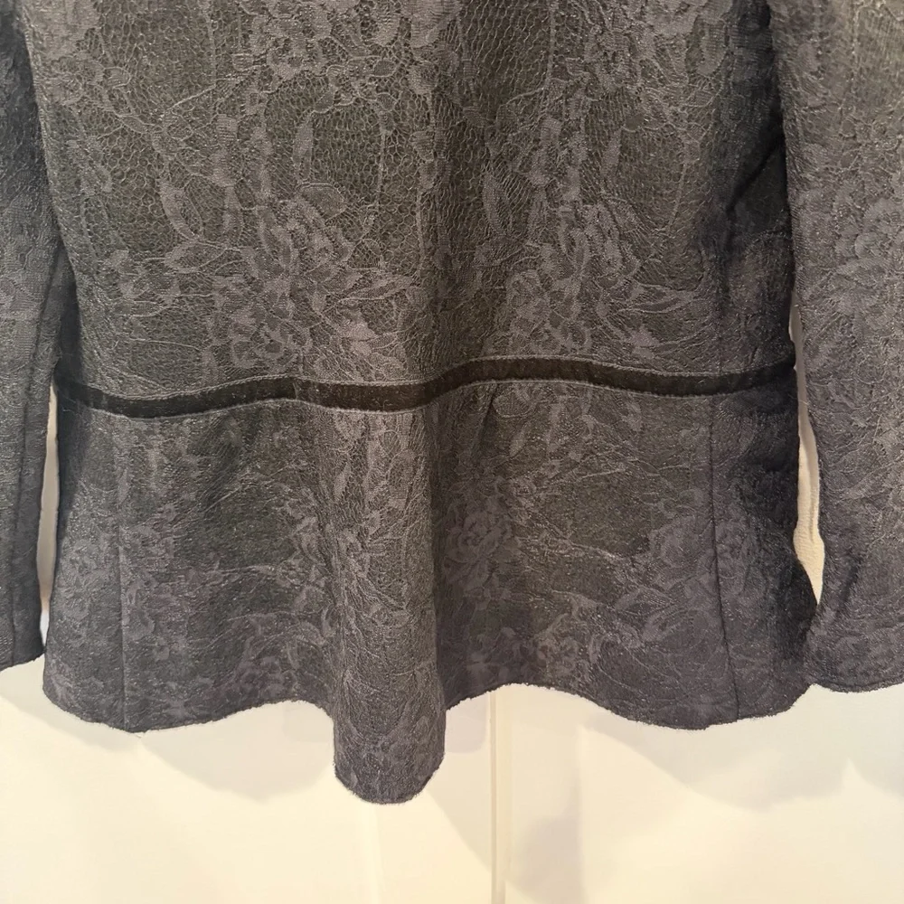 Zara Knit Women's Jacket‎ Black Lace Whimsigoth Open Front Peplum Pockets Small